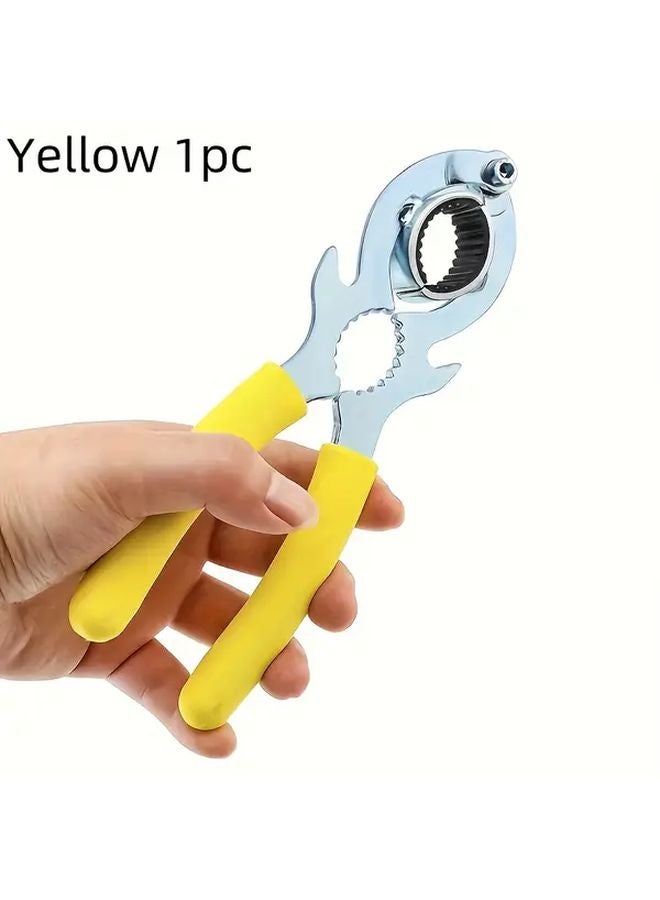 Heavy Duty Multifunctional Faucet Wrench With Yellow Rubber Handle For Home Plumbing Repairs - Image 1