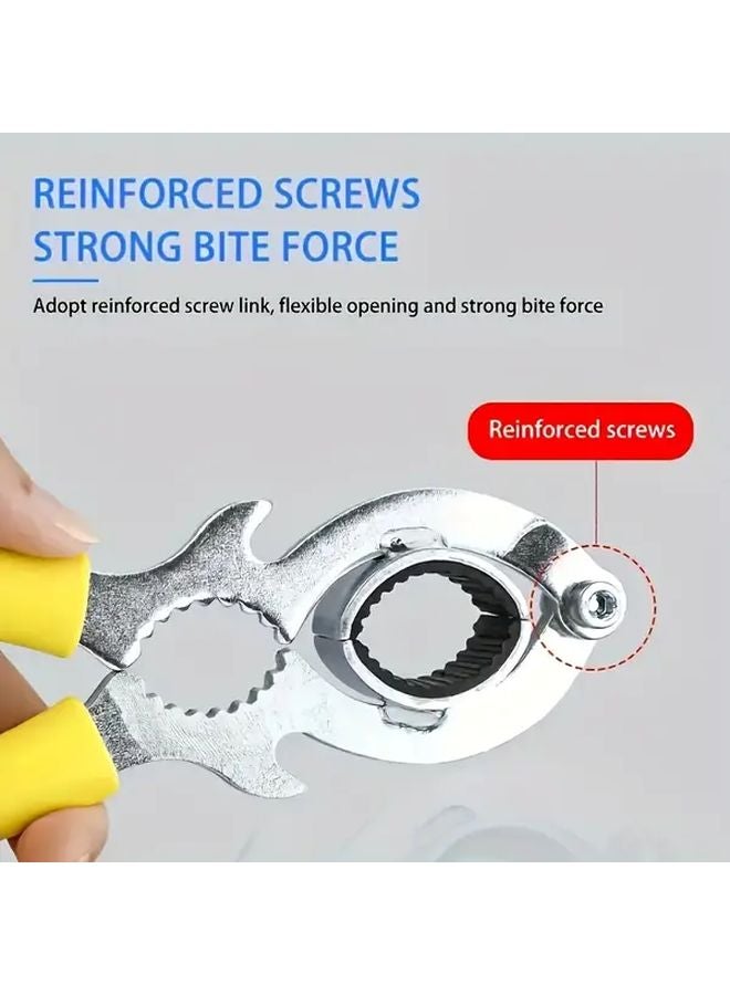 Heavy Duty Multifunctional Faucet Wrench With Yellow Rubber Handle For Home Plumbing Repairs - Image 5