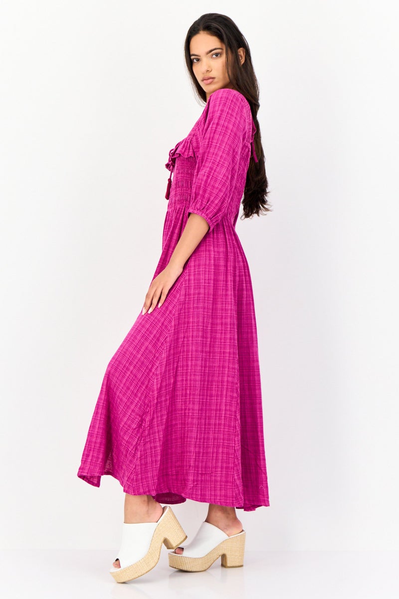 Another Sunday Women Textured A-Line Dress, Magenta - Image 3