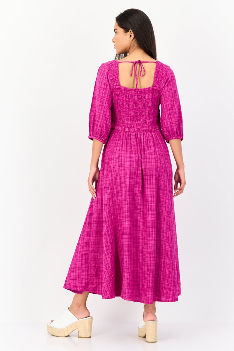 Another Sunday Women Textured A-Line Dress, Magenta - Image 4