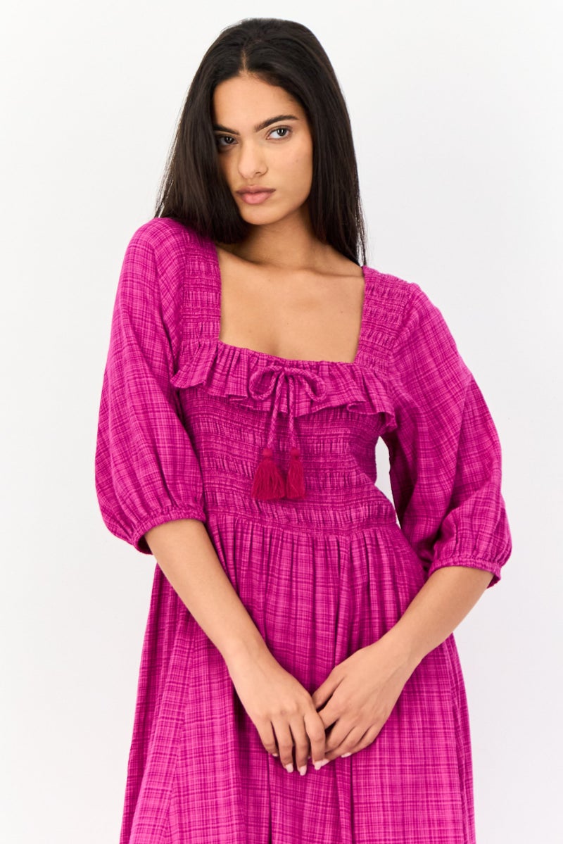 Another Sunday Women Textured A-Line Dress, Magenta - Image 2