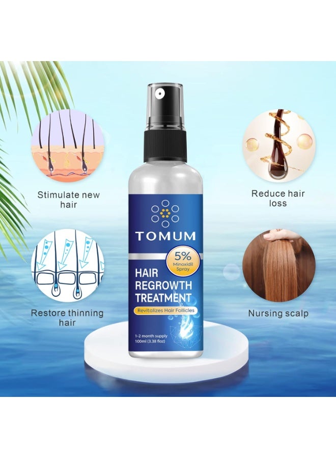 TOMUM Minoxidil for Men and Women Hair Growth: 5% Minoxidil Spray Hair Regrowth Treatment Serum Stop Hair Thinning and Hair Loss For Stronger Thicker Longer Hair 100ml - Image 2