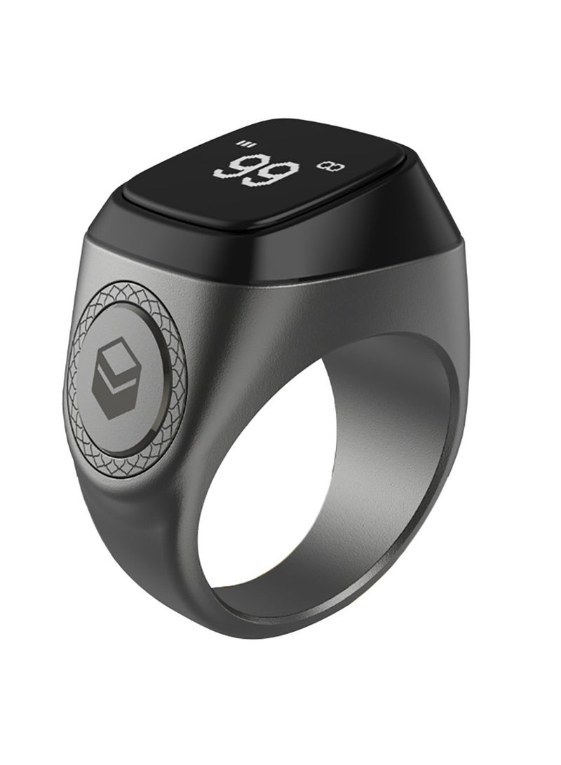 iQIBLA Smart Tasbih Zikr Ring OLED Display 0.42" Metal Smart Ring App Operated Tasbih Counter Prayer Reminder Technology 5 Prayer Time Reminders iQibla Smart Zikr Ring M02 Metal Smart Zikr Ring Long Battery Backup 20MM Graphite - Image 1