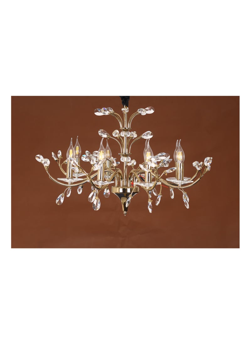Kandil Egypt 8-Arm Gazelle Chandelier, Almond Branch, Code 5738, With Solitaire Gold Crystal 