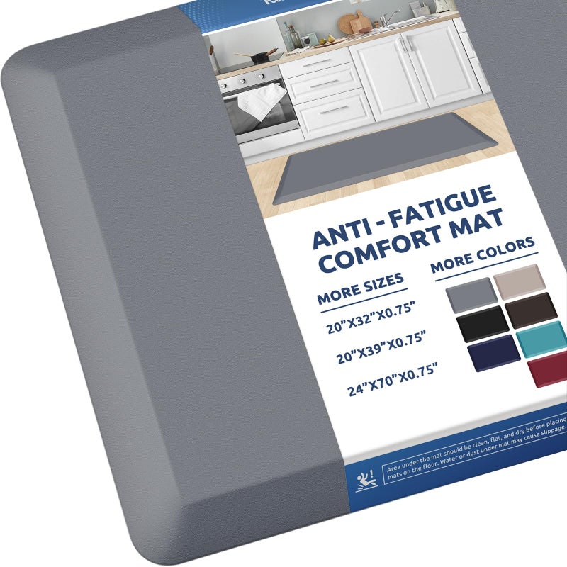 KitchenClouds Kitchen Mat Cushioned Anti Fatigue Rug 20x39 Waterproof Non Slip Standing and Comfort DeskFloor Mats for House Sink Office Grey08inch