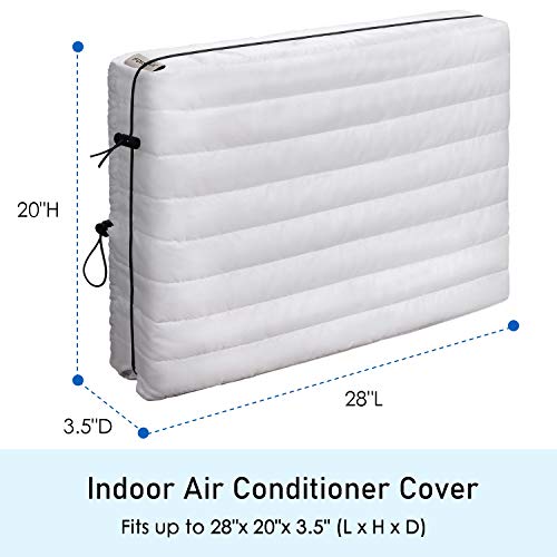 FORSPARK Indoor Air Conditioner Cover, AC Covers for Inside with Free Drawstring, 28L x 20H x 3.5D inches White - Image 2