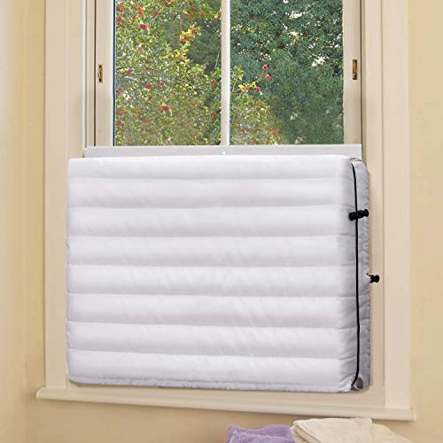 FORSPARK Indoor Air Conditioner Cover, AC Covers for Inside with Free Drawstring, 28L x 20H x 3.5D inches White - Image 3