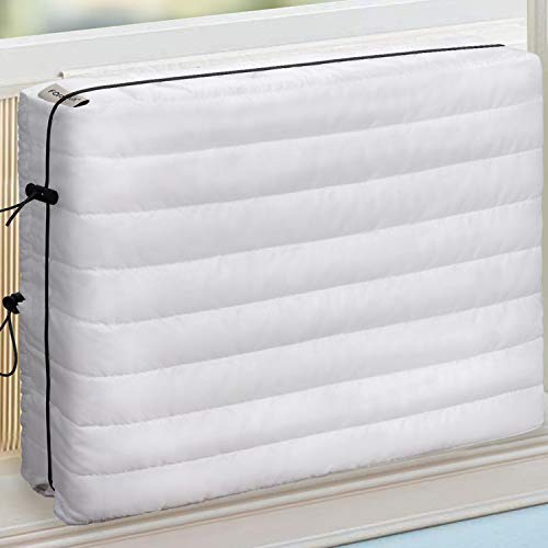 FORSPARK Indoor Air Conditioner Cover, AC Covers for Inside with Free Drawstring, 28L x 20H x 3.5D inches White - Image 1