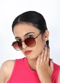 ووجلز نظارة شمسية نحاسية سداسية بحماية من الأشعة فوق البنفسجية