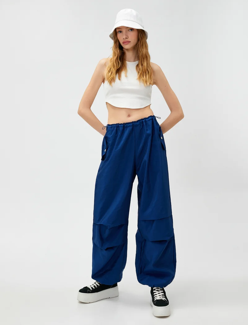 كوتون Pocket Detail Relax Fit Parachute Trousers