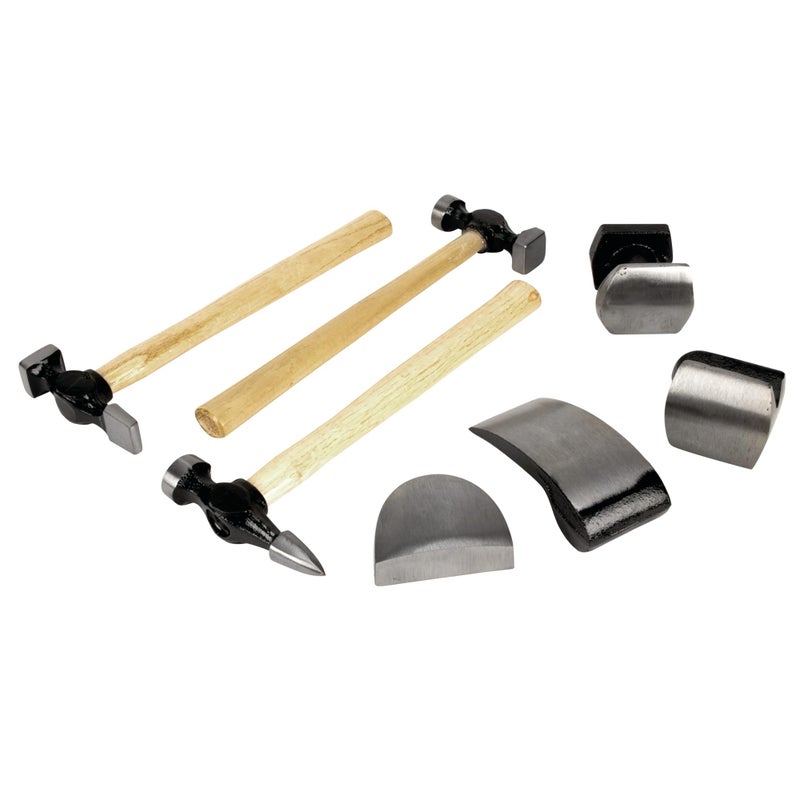 Performance Tool W1007DB 7-Piece Auto Body Repair Kit with Carbon Steel Hammer Heads and Dollies on Wood Handles - Image 3