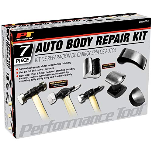 Performance Tool W1007DB 7-Piece Auto Body Repair Kit with Carbon Steel Hammer Heads and Dollies on Wood Handles - Image 2