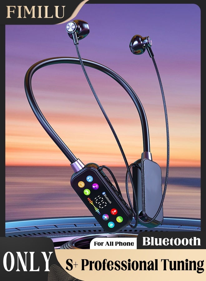 Wireless Bluetooth Headphones Neckband Headset with Mic 24H Battery Rarphones HIFI Sound Earpods Noise Cancelling Cancellation Earbuds Colorful Lights TF Card Slot Earphones – Headphone for Sports & Work Ear Buds Gaming Gym Travel Earphone for Huawei Samsung Honor Xiaomi Android Apple