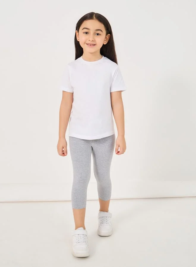 Styli Styli Elastic Waistband Basic Capri Length Leggings