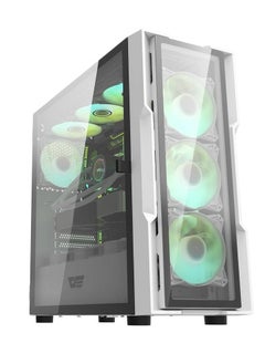 DarkFlash DK431 Glass ATX، 4 مراوح aRGB مثبتة مسبقًا، لوحة أمامية من الزجاج المقسى، مشعاع يصل إلى 360 مم ودعم مراوح 12x، SPCC + مواد من الزجاج المقسى