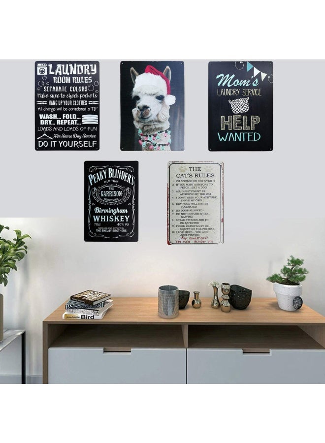 Tisoso  The Cat Rules Vintage Metal Tin Sign Wall Art Pub Bar Gifts for Cat Lovers Pet Size 8X12Inch - Image 5