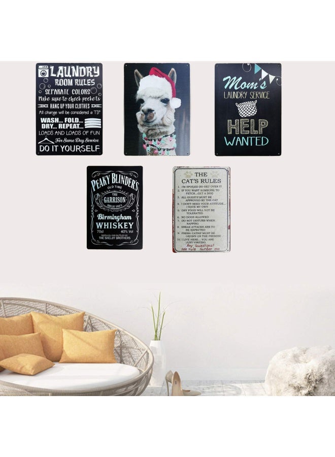 Tisoso  The Cat Rules Vintage Metal Tin Sign Wall Art Pub Bar Gifts for Cat Lovers Pet Size 8X12Inch - Image 4