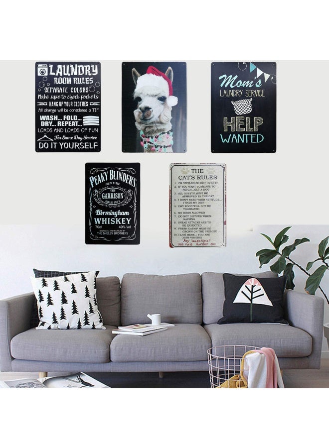 Tisoso  The Cat Rules Vintage Metal Tin Sign Wall Art Pub Bar Gifts for Cat Lovers Pet Size 8X12Inch - Image 3