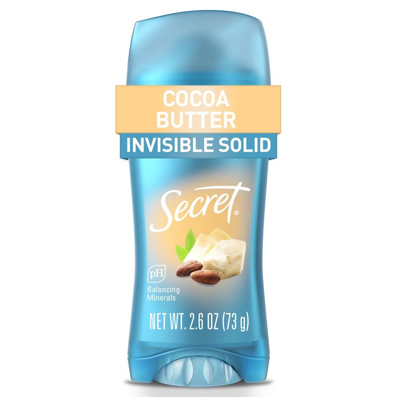 Secret Fresh Antiperspirant Deodorant for Women, 72hr Breathable Sweat & Odor Protection, Instant Freshness & Gentle, PH Balancing Minerals, Invisible Solid, Cocoa Butter Scent, 2.6 oz - Image 1