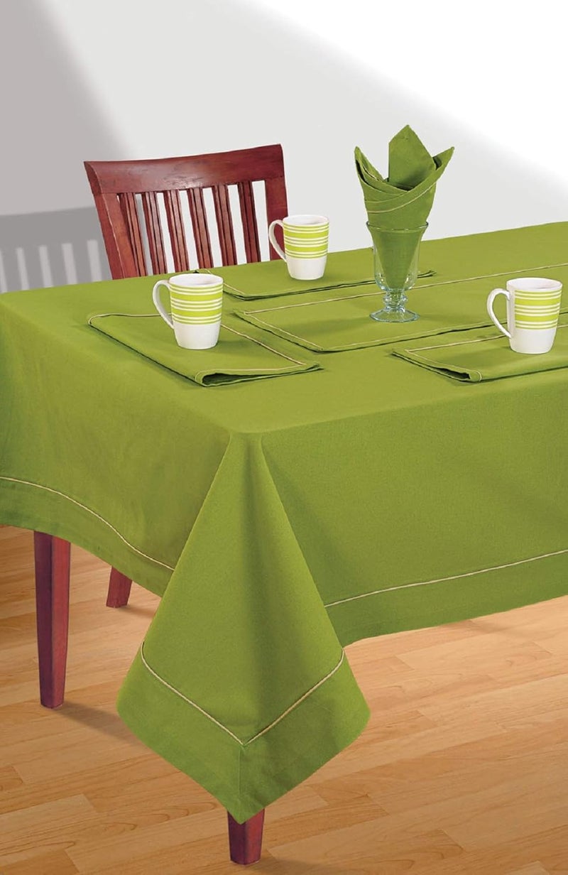 Swayam Swayam Multipurpose Cotton 6 Seater (22t cm x 150 cm) Table Cover/Cloth for Dining Table (Set 1) - 200TC, Color-Fast, Machine Washable, Green Solid - Image 1