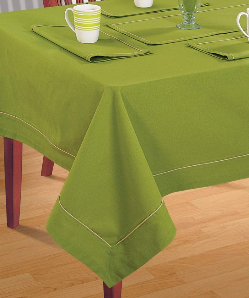 Swayam Swayam Multipurpose Cotton 6 Seater (22t cm x 150 cm) Table Cover/Cloth for Dining Table (Set 1) - 200TC, Color-Fast, Machine Washable, Green Solid - Image 2