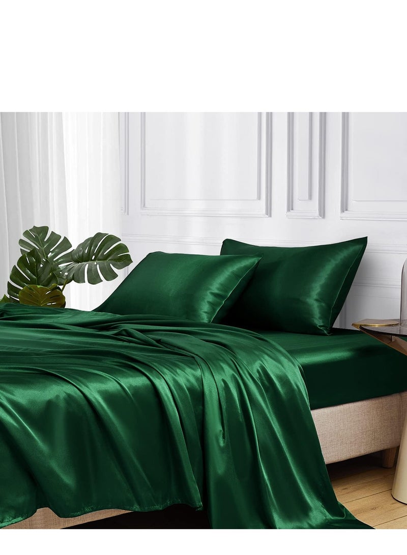 Silky Bedding Set 4-Piece King Green  - Image 1