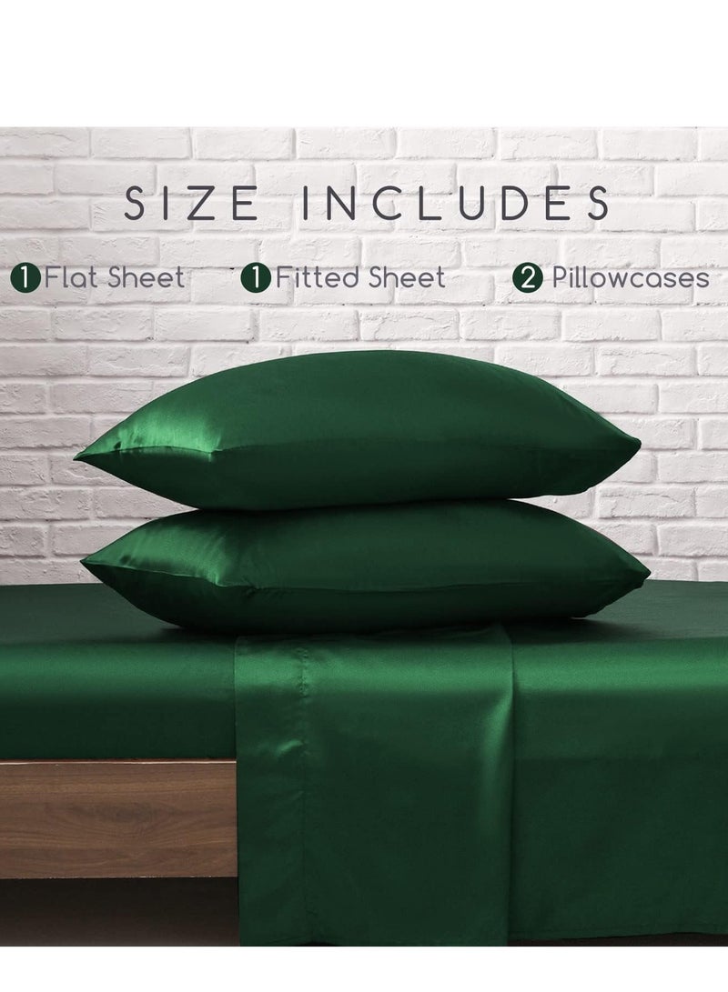 Silky Bedding Set 4-Piece King Green  - Image 2