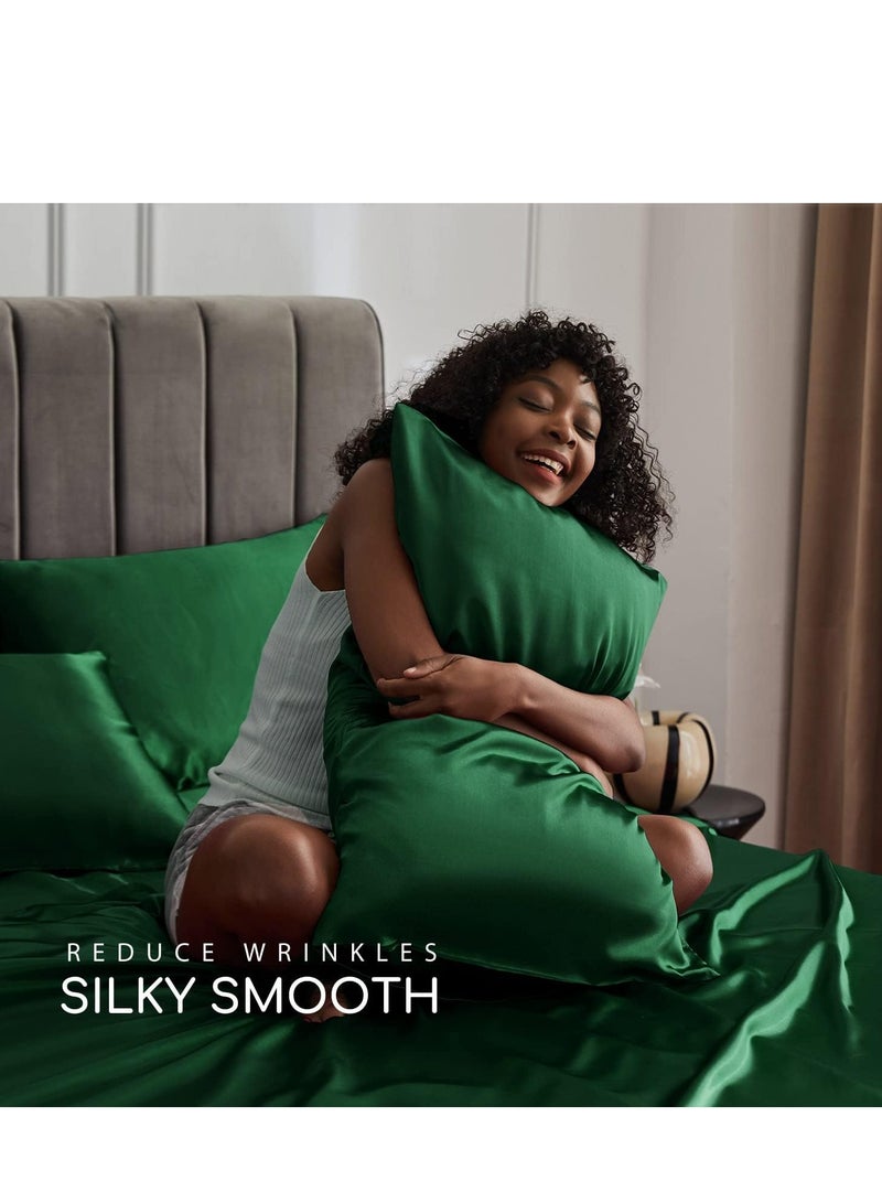 Silky Bedding Set 4-Piece King Green  - Image 5