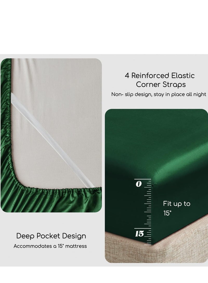 Silky Bedding Set 4-Piece King Green  - Image 4