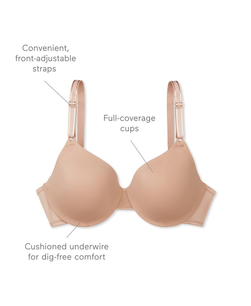 Warner's Womens This Is Not Braâ„¢ Cushioned Underwire Lightly Lined T-shirt 1593 Bras, Rich Black, 34B US