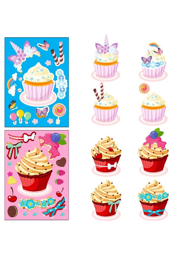 Anna 18-Piece Kids Fun DIY Cake and Ice Cream Puzzle Stickers - Image 2