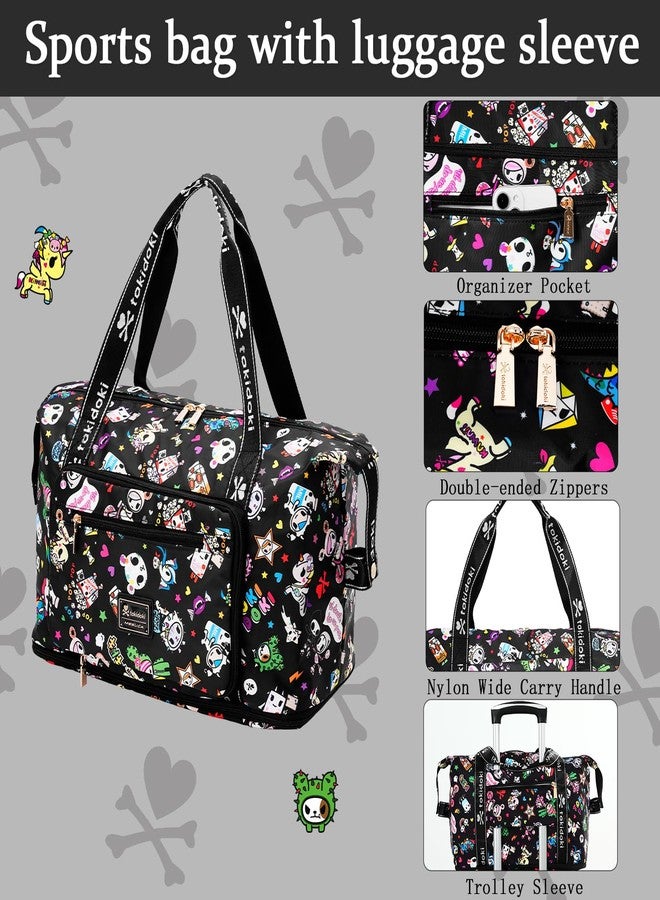 Tokidoki Unicorno Travel Duffel Bag Waterproof Weekender Bag Carry On Tote Bags for Women Cartoon Unicorno Large Capacity Travel Essentials Sport Gym Bag for Women Men (Black) - Image 4