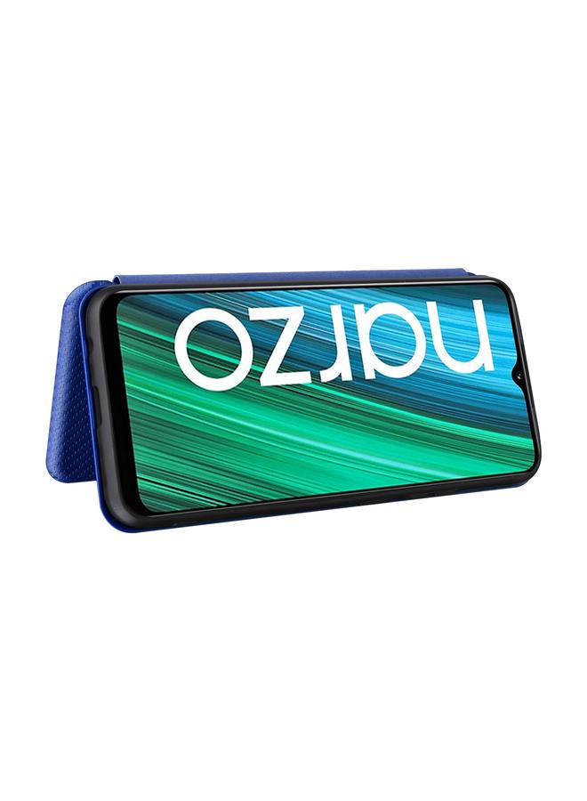 اس-توب جراب هاتف Realme Narzo 50A مصنوع من ألياف الكربون وجلد قابل للطي - Image 5
