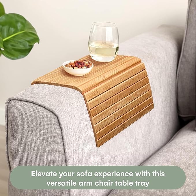 TVM DreamAds Sofa armrest Tray PO1 I Rectangular Brown Wooden Tray I Serving Coaster I Wooden Flexible Foldable Tray for Serving I Couch Table Mat for Drinks Snacks I Size 40X27X1cm - Image 5