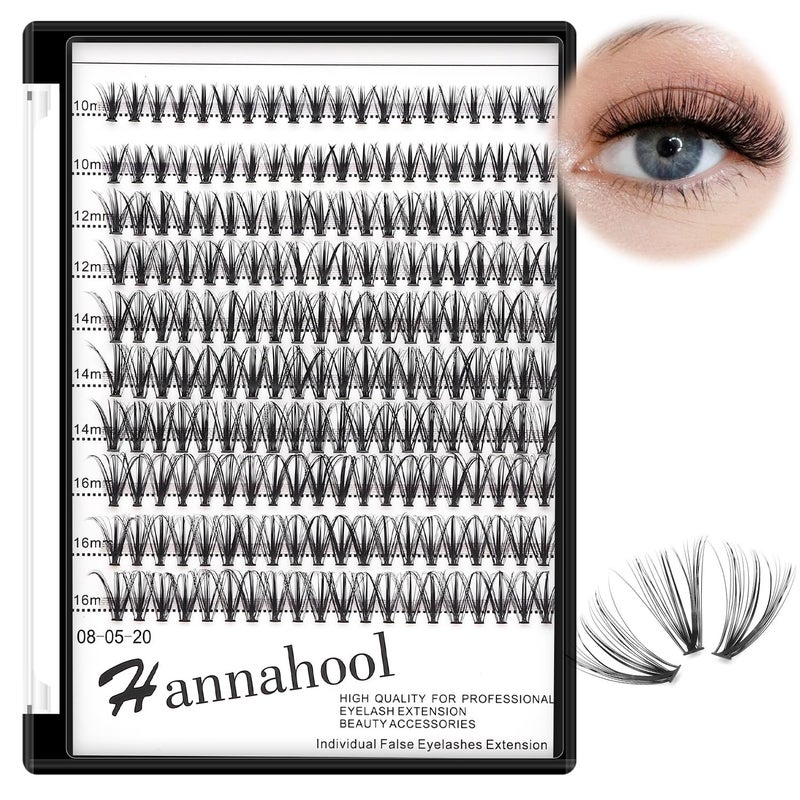 Hannahool 200Pcs 20Roots Individual False Lashes Mixed 8101214mm9111315mm10121416mm1618mm1820mm 007 Thickness Natural Cluster Lashes Makeup Volume Eye Lashes Extensions 10121416mm