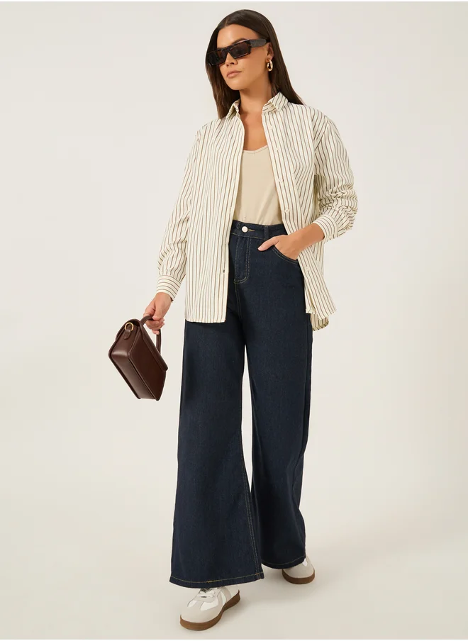 Styli Striped Spread Collar Regular Fit Shirt