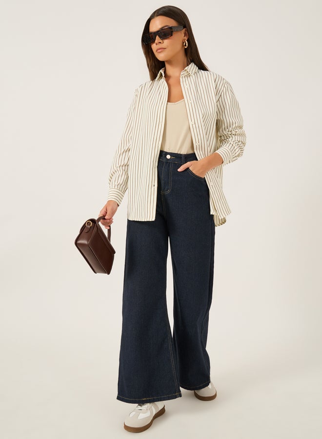 Styli Striped Spread Collar Regular Fit Shirt  - Image 2