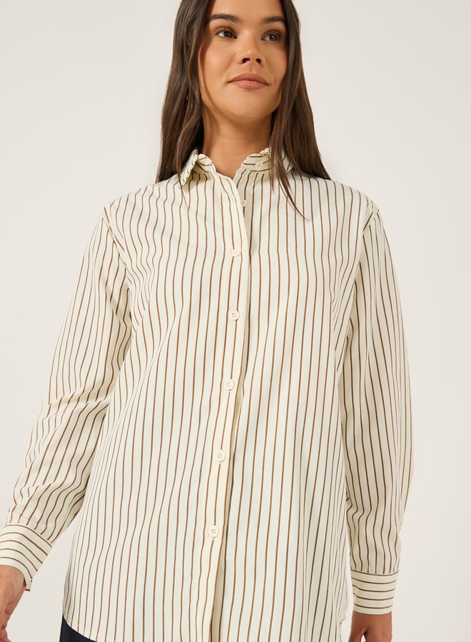 Styli Striped Spread Collar Regular Fit Shirt  - Image 3