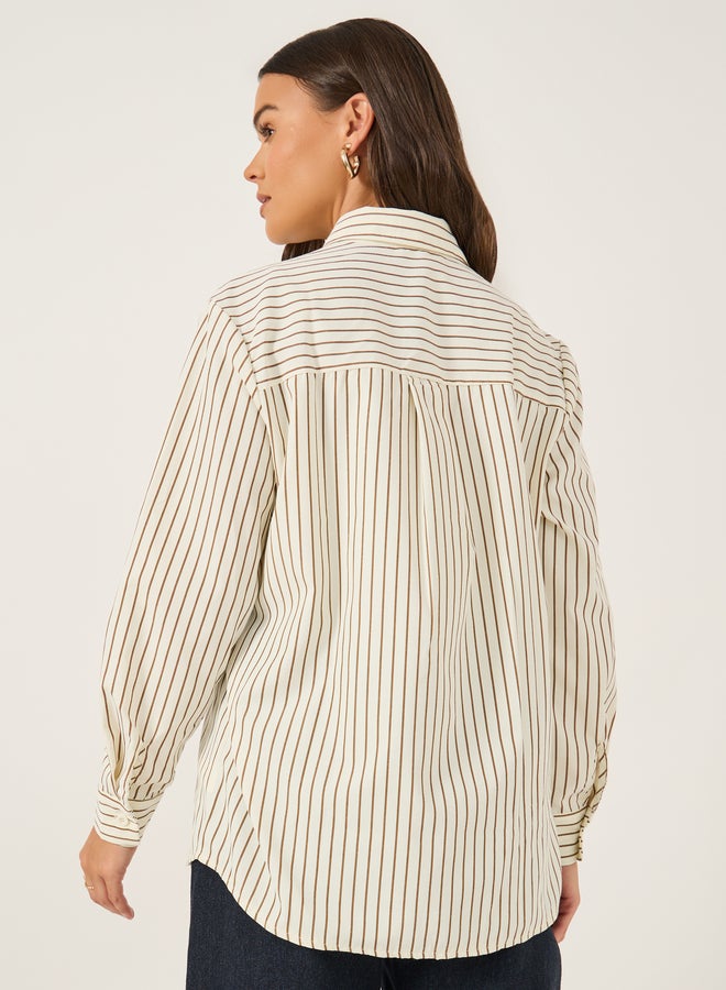 Styli Striped Spread Collar Regular Fit Shirt  - Image 5