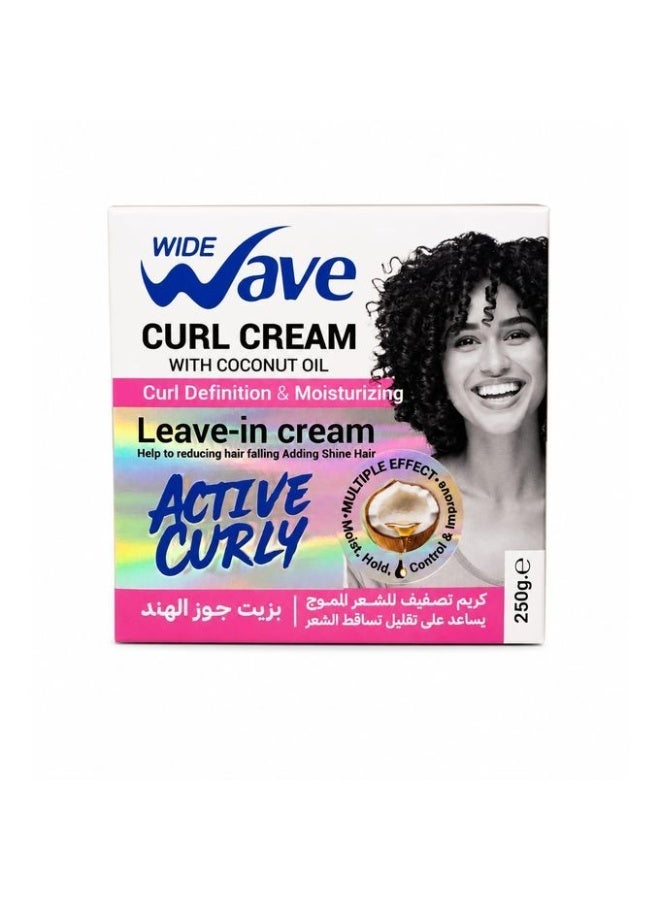 وايف Wave وايد ويف كريم تصفيف للشعر الكيرلي بزيت جوز الهند – ليف إن كريم – 250 جم - Image 1