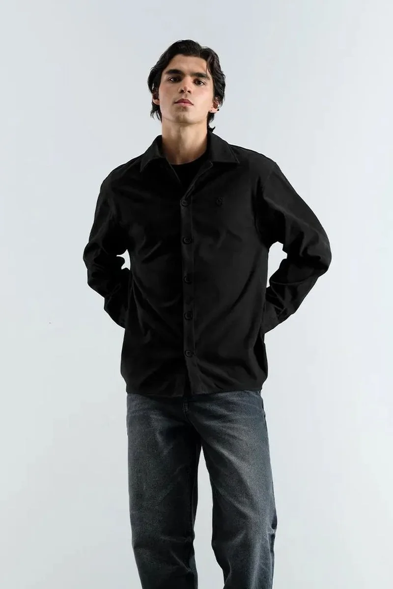 GIESTO Men's Faux Suede Long Sleeve Shirt