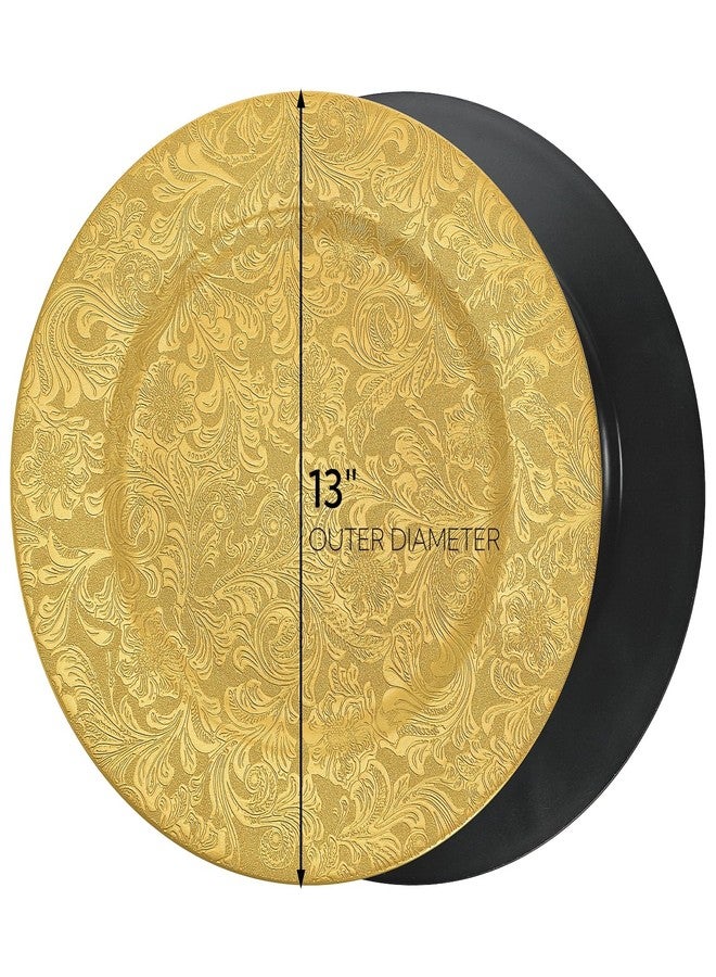 ZOOFOX 12 Pack Gold Charger Plates, 13" Plastic Round Antique Plate Chargers for Dinner Plates, Floral Charger Plates for Wedding Dinner Party Table Setting Decor - Image 2