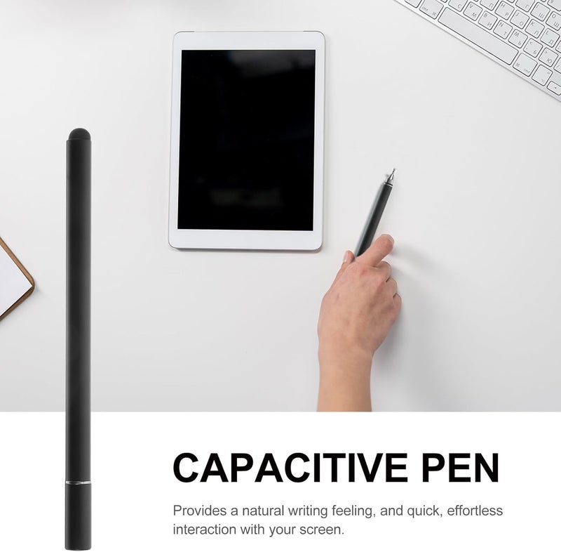 Generic Universal Capacitive Stylus Pen with Dual Tip and Suction Cup for Touch Screens, Compatible with Smartphones and Tablets, Black - Image 2
