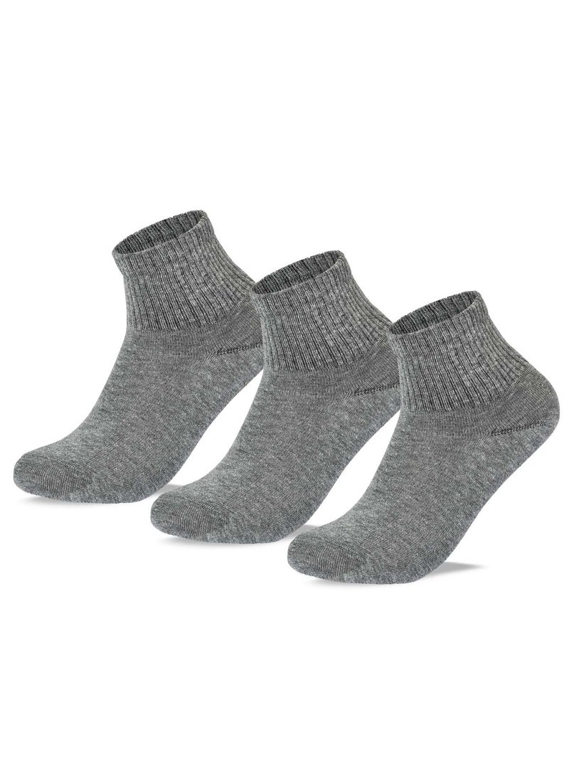 SAM SOCKS Kids Set of 3 Half Long School Plain Socks Grey Size 34-37 EU - Image 1
