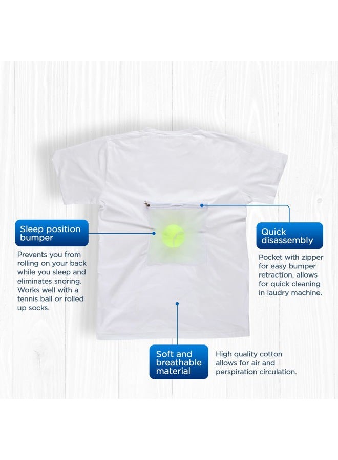 Snoring Solutions Stop T-Shirt - Snore Stopper - Most Comfortable Aid. Health Expert Recommended for Back Snorers! Eliminates by Adjusting Your Sleeping Position. Guide to Ebook (Large) - Image 2
