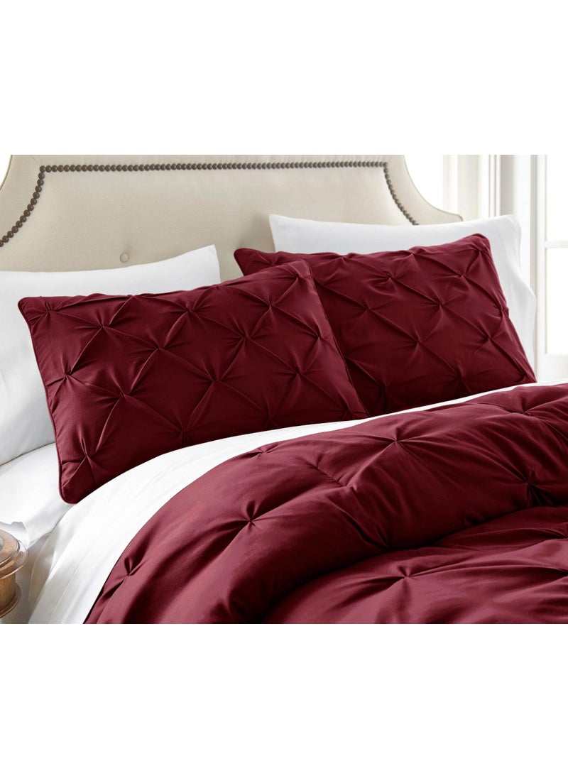 Chezmoi Collection Chezmoi Collection Berlin 3-Piece Pintuck Pinch Pleat Bedding Comforter Set (Queen  Burgundy)  - Image 4