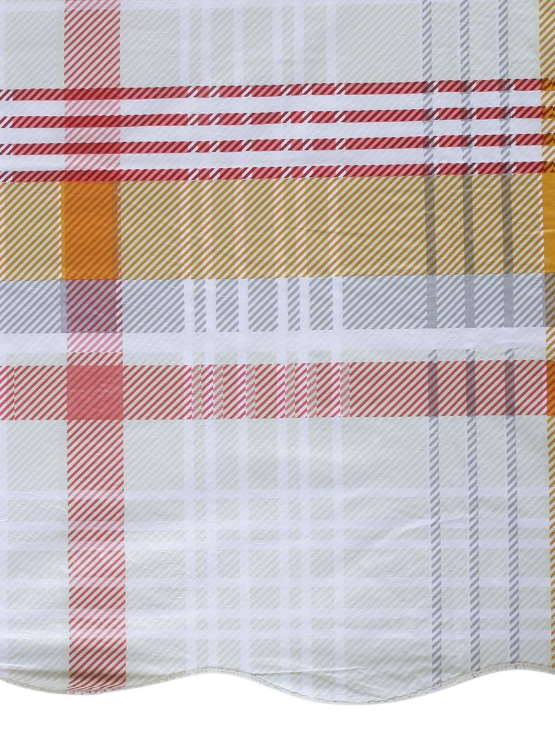 homewards® Red and Orange Checks Design PVC 6 Seater Rectangle 137 cm x 183 cm Table Cover with Cotton Backing - Image 3