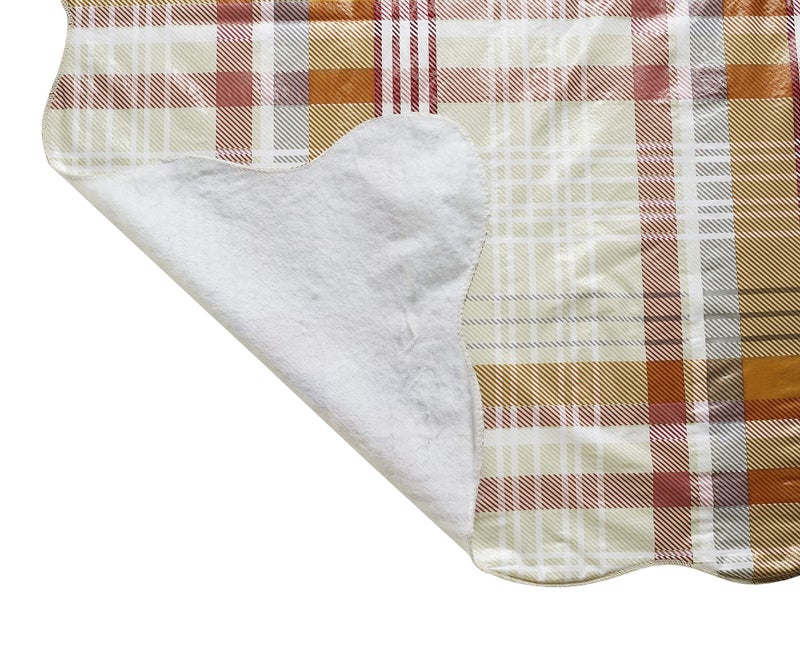 homewards® Red and Orange Checks Design PVC 6 Seater Rectangle 137 cm x 183 cm Table Cover with Cotton Backing - Image 2