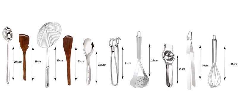 Petals Cooking Serving Spoons Spatula and Stainless Steel Kitchen Tools, 10-Pieces Set - Image 2