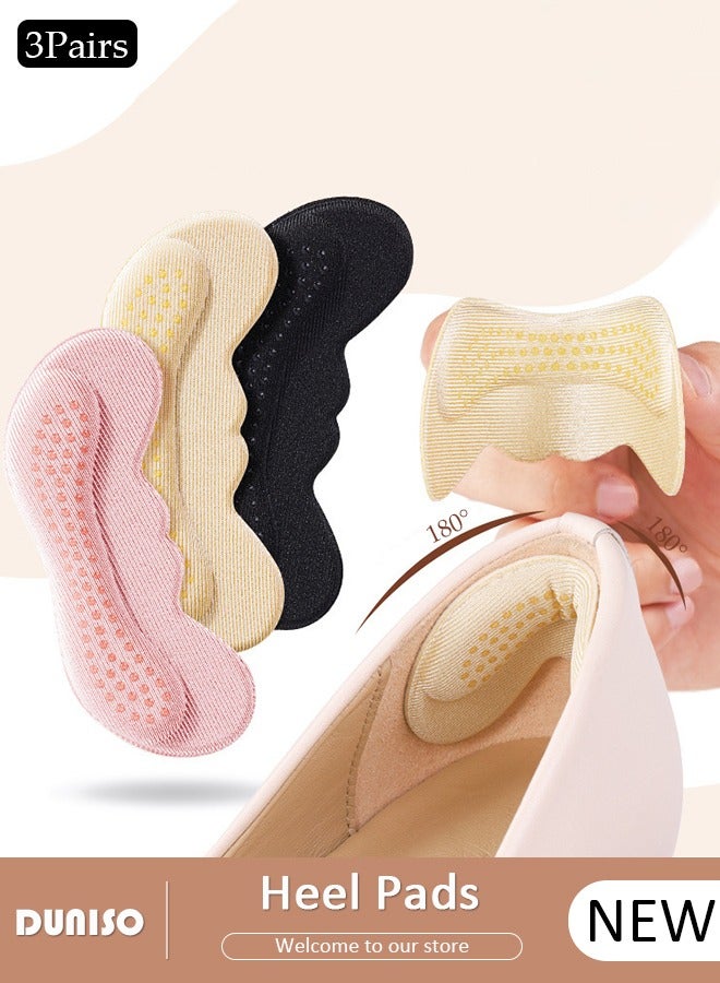 DUNISO 3 Pairs Heel Pads, Heel Cushion Pads for Loose Shoes, Self-Adhesive Heel Liners, Reusable Heel Protector, Improved Shoe Fit and Comfort, Improved inner Sole Preventing Heel Slipping & Blisters - Image 1